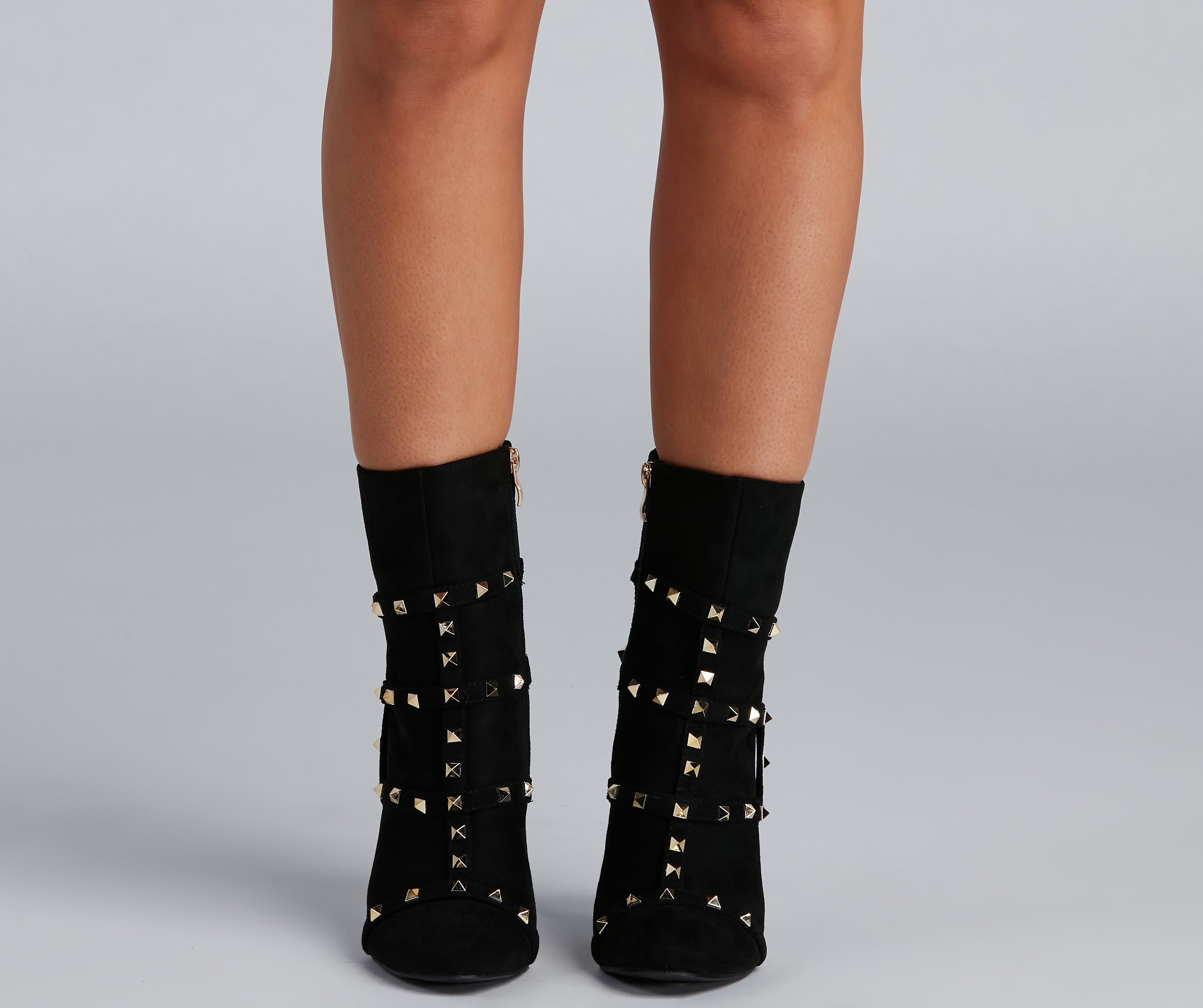 Hey Stud Caged Stiletto Booties