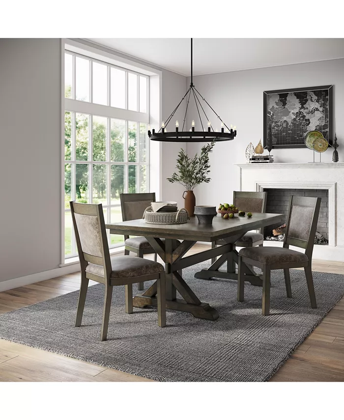 Drew and Jonathan Home Denman Dining 5-Pc Set (Rectangle Trestle Table + 4 Side Chairs)