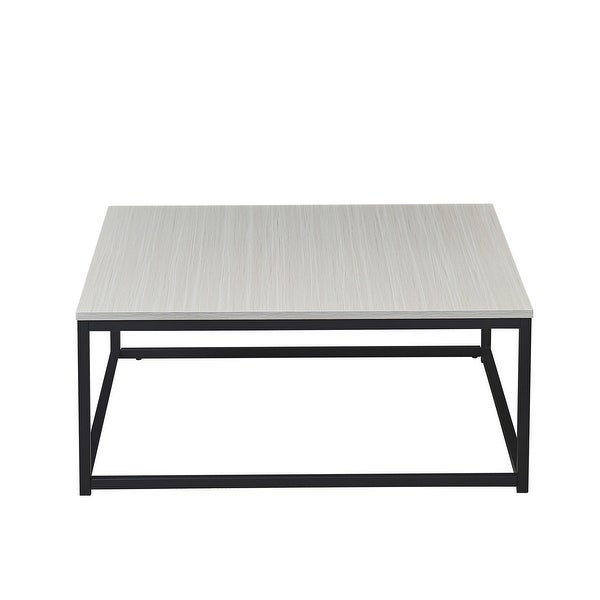 Coffee Table for Living Room Sturdy Wood and Metal Cocktail Table， Beige