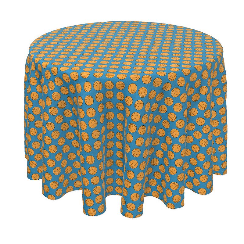 Round Tablecloth， 100% Polyester， 70 Round， Basketballs