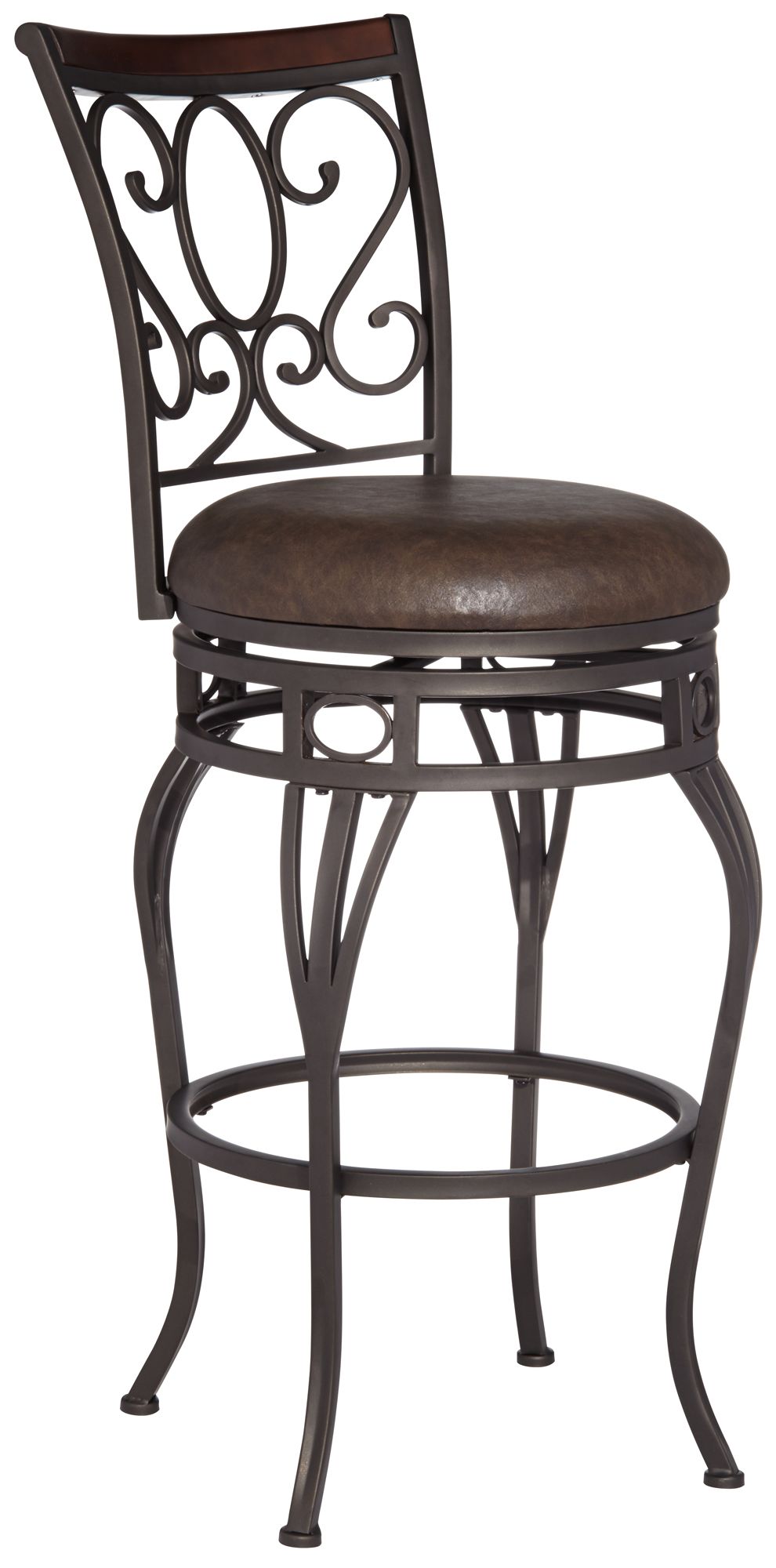 Kensington Hill Bronze Metal Swivel Bar Stool Brown 26 1/2 High Traditional with Backrest Footrest Kitchen Counter Height Island