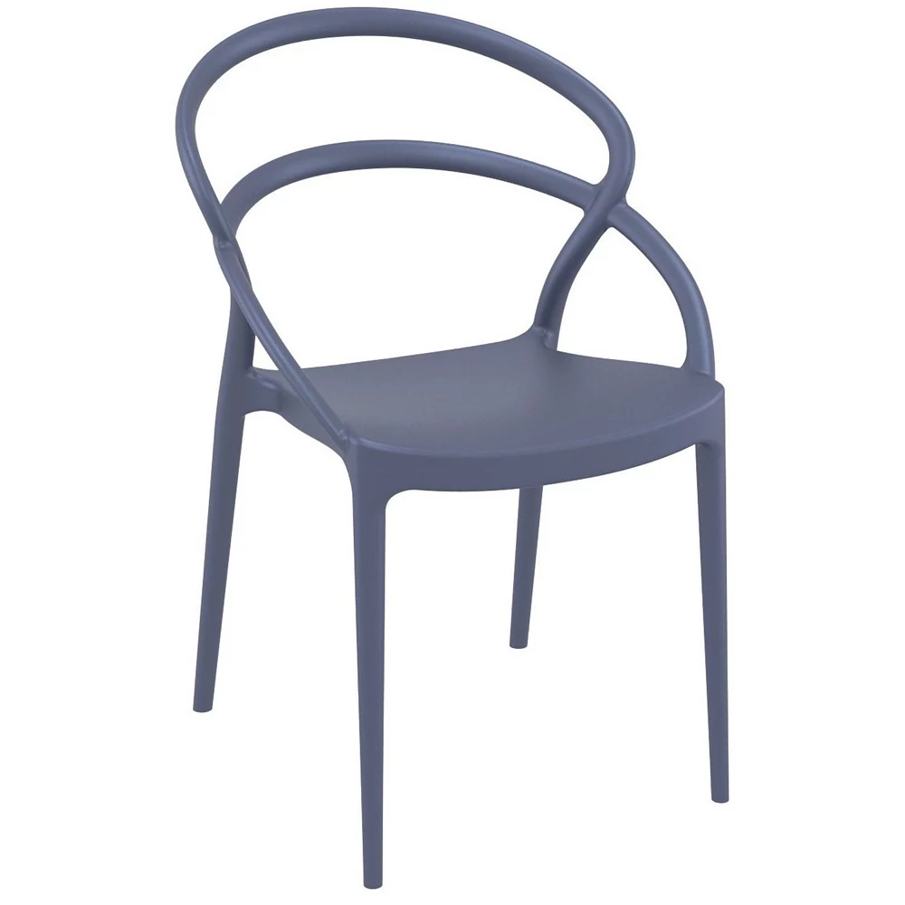 32.25 Gray Outdoor Patio Round Dining Chair