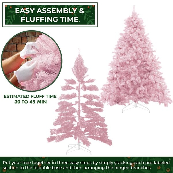 4.5FT Pink Spruce Artificial Holiday Christmas Tree with Metal Stand