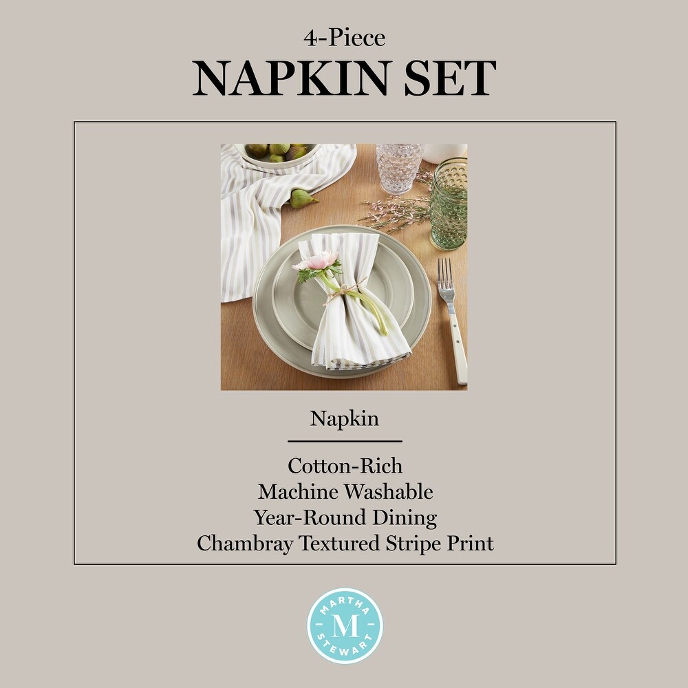 Martha Stewart Daisy Stripe Napkin Set 4 Pack   19\