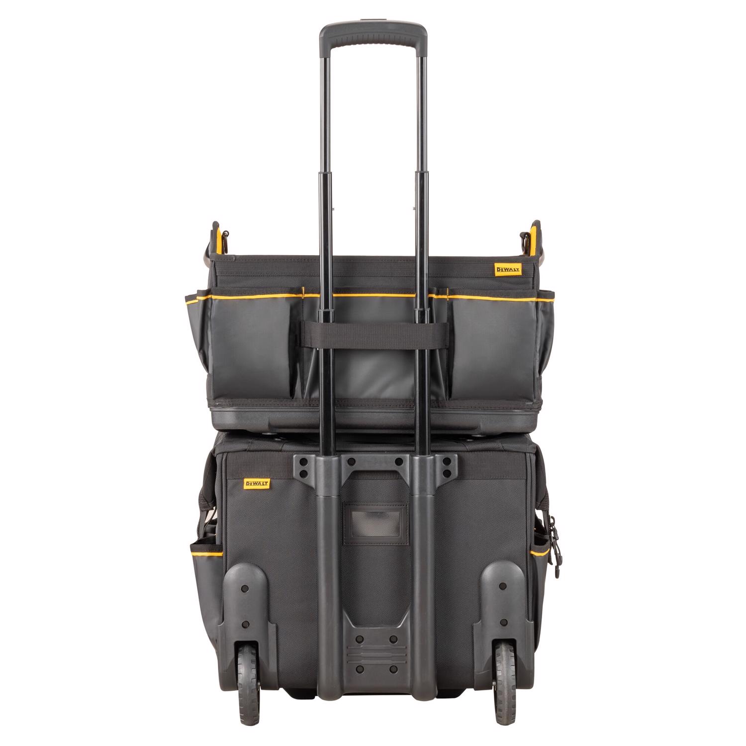 DW Ballistic Nylon Tool Bag On Wheels Roller Tool Bag 27 pocket Black/Yellow 1 pc