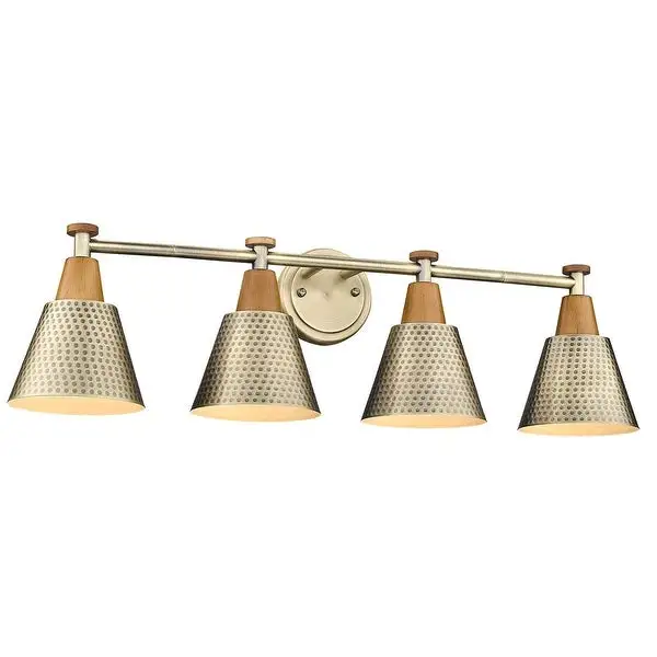 4-Lights Bathroom Vanity Light, Modern Wall Mounted Lamp, Hammered Metal Shade