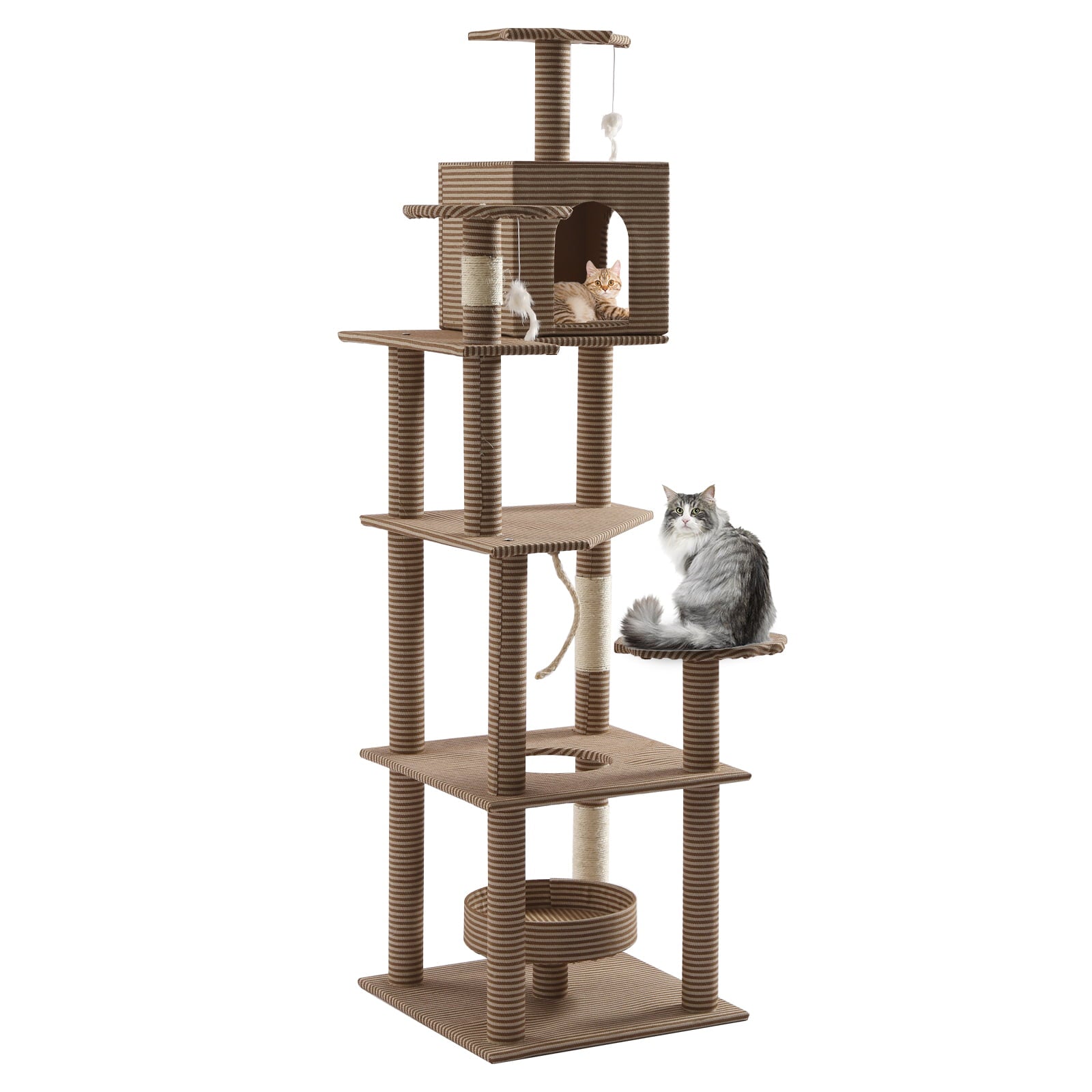 Loyalheartdy Floor to Ceiling Cat Tree， 5.5Ft Tall Cat Climbing Tree Cat Tower Kitty Play House w/Scratching Posts Condo Perches