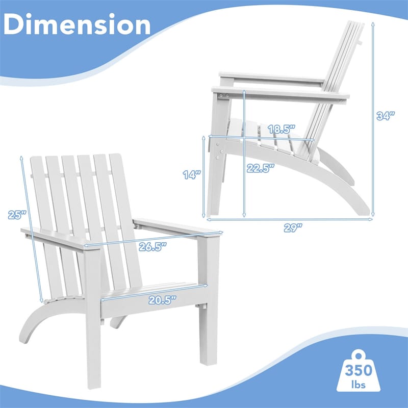 Adirondack Chair Acacia Wood Outdoor Patio Chair, Weather Resistant Campfire Chair for Lawn Seating