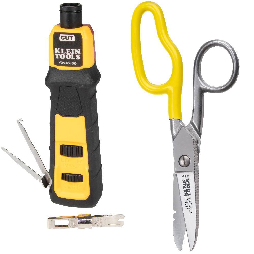 Klein Tools Impact Punch Down Tool and Heavy-Duty Scissors Tool Set M2O07098KIT