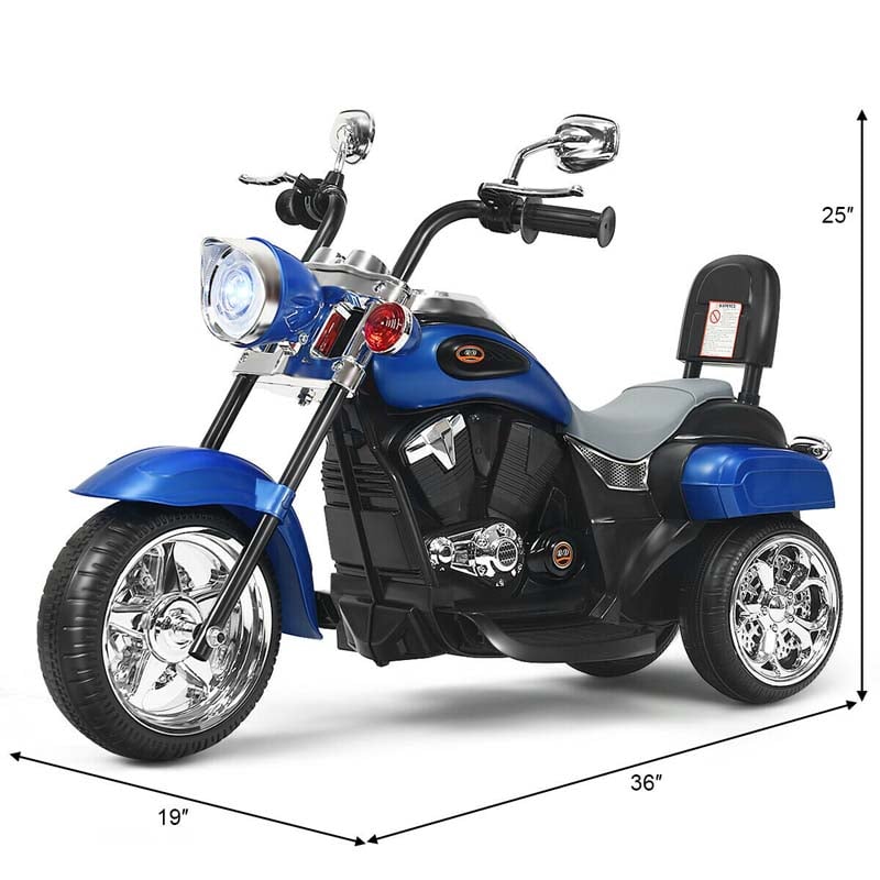 3 Wheel Kids Ride on Chopper-Style Motorcycle, 6V Battery Powered Kids Motorbike Trike Toy with Horn & Headlight