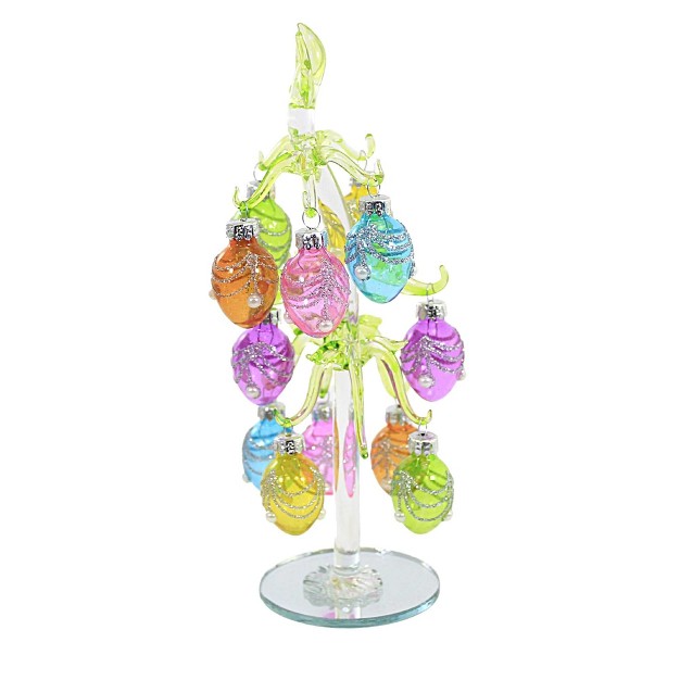 Easter Easter Egg Tree W ornaments One Glass Tree And Twelve Ornaments 8 5 Inches Handblown Egg Pearls Glass Multicolored