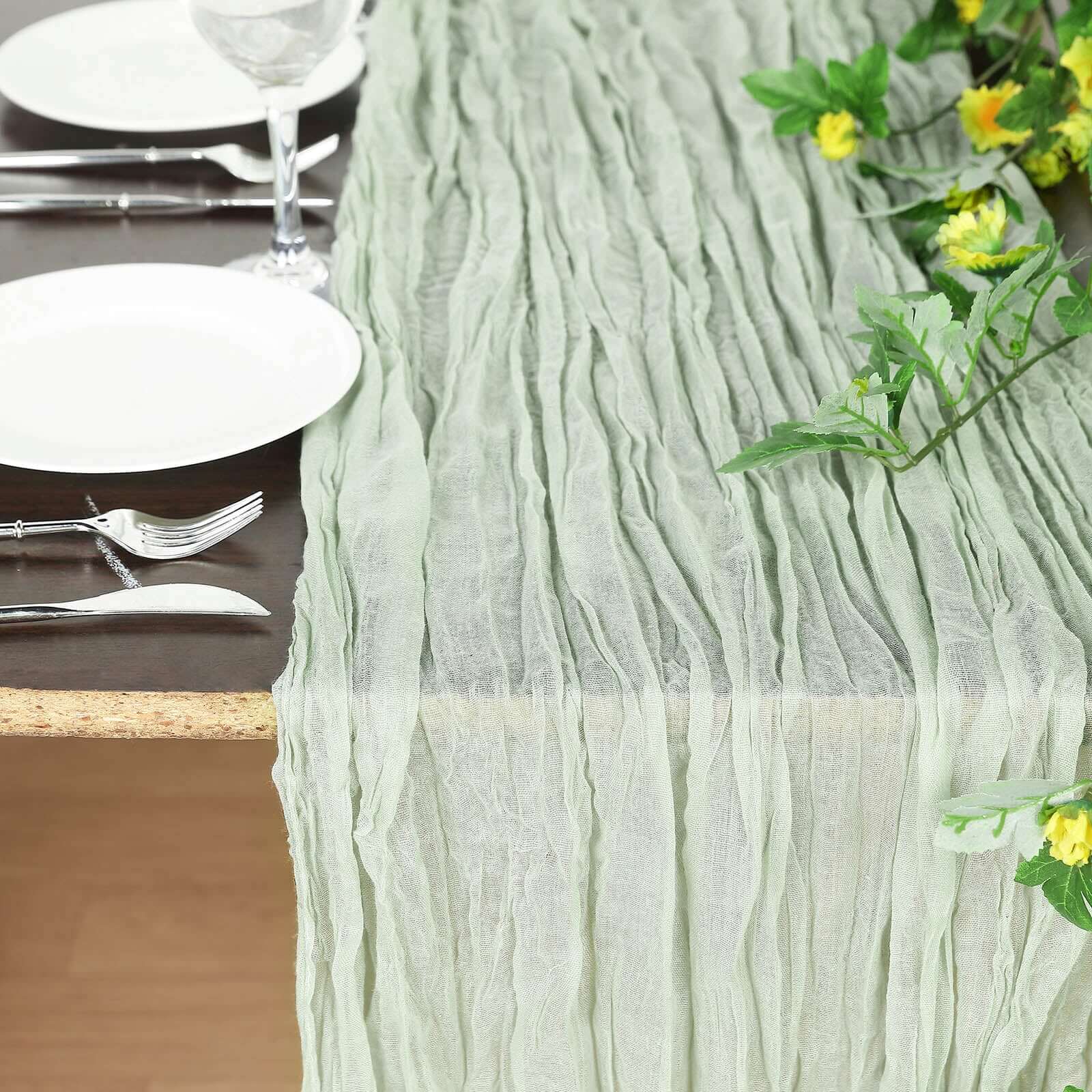 Sage Green Gauze Cheesecloth Boho Table Runner 10ft