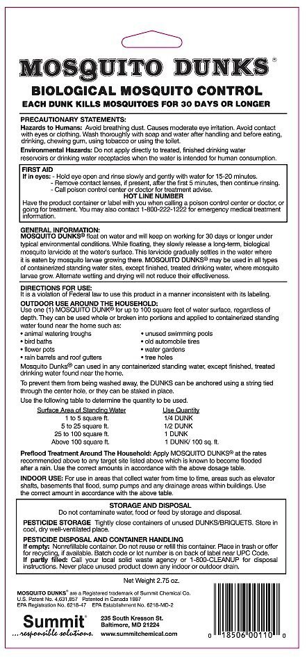 Summit Mosquito Dunks Larvae Control Tablets
