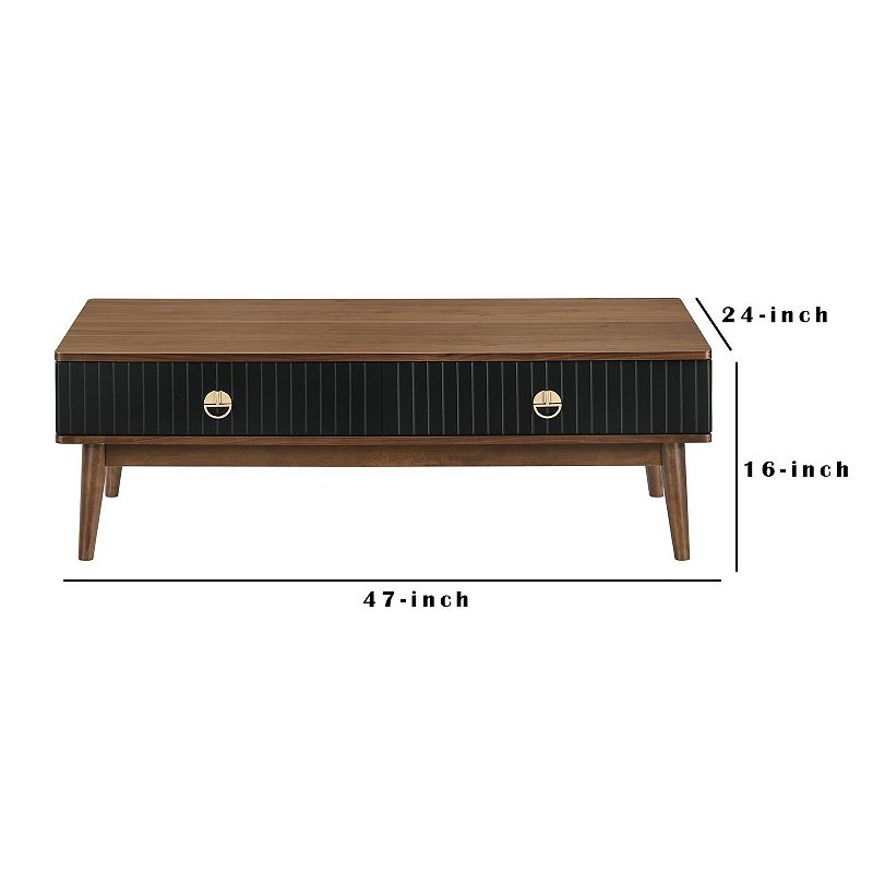 Amigo Black Veneer and Walnut Wood Coffee Table