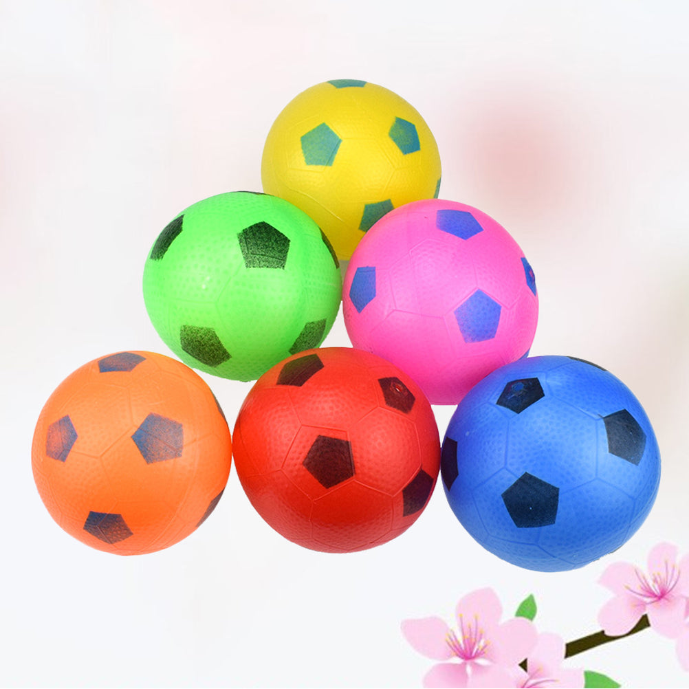 HEMOTON 6 Pcs Soft Toy Balls Mini Inflatable Football Toys Multicolor Plastic Balls Children Outdoor Sports Toy (Random Color)