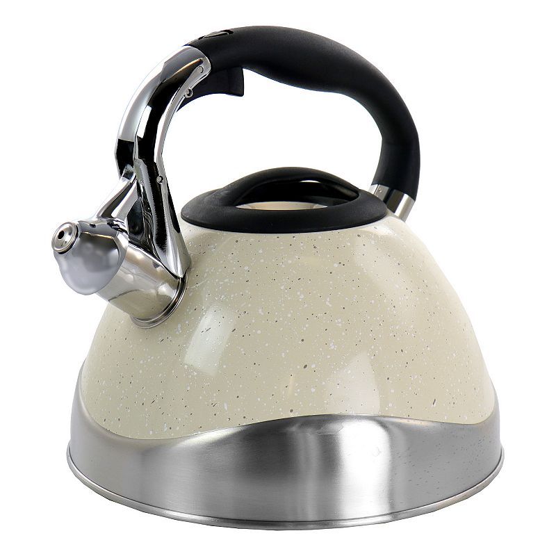 MegaChef Pro 3 Liter Stovetop Whistling Kettle in Light Tan Speckle