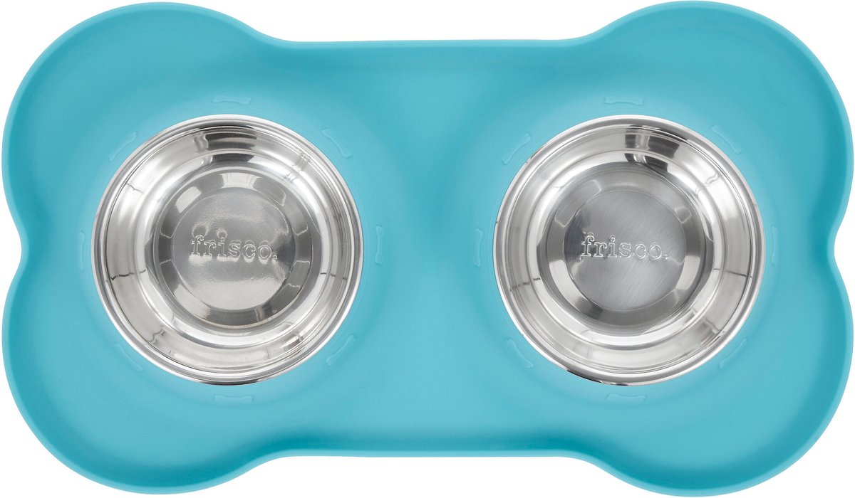 Frisco Silicone Stainless Steel Double Diner Dog and Cat Bowl