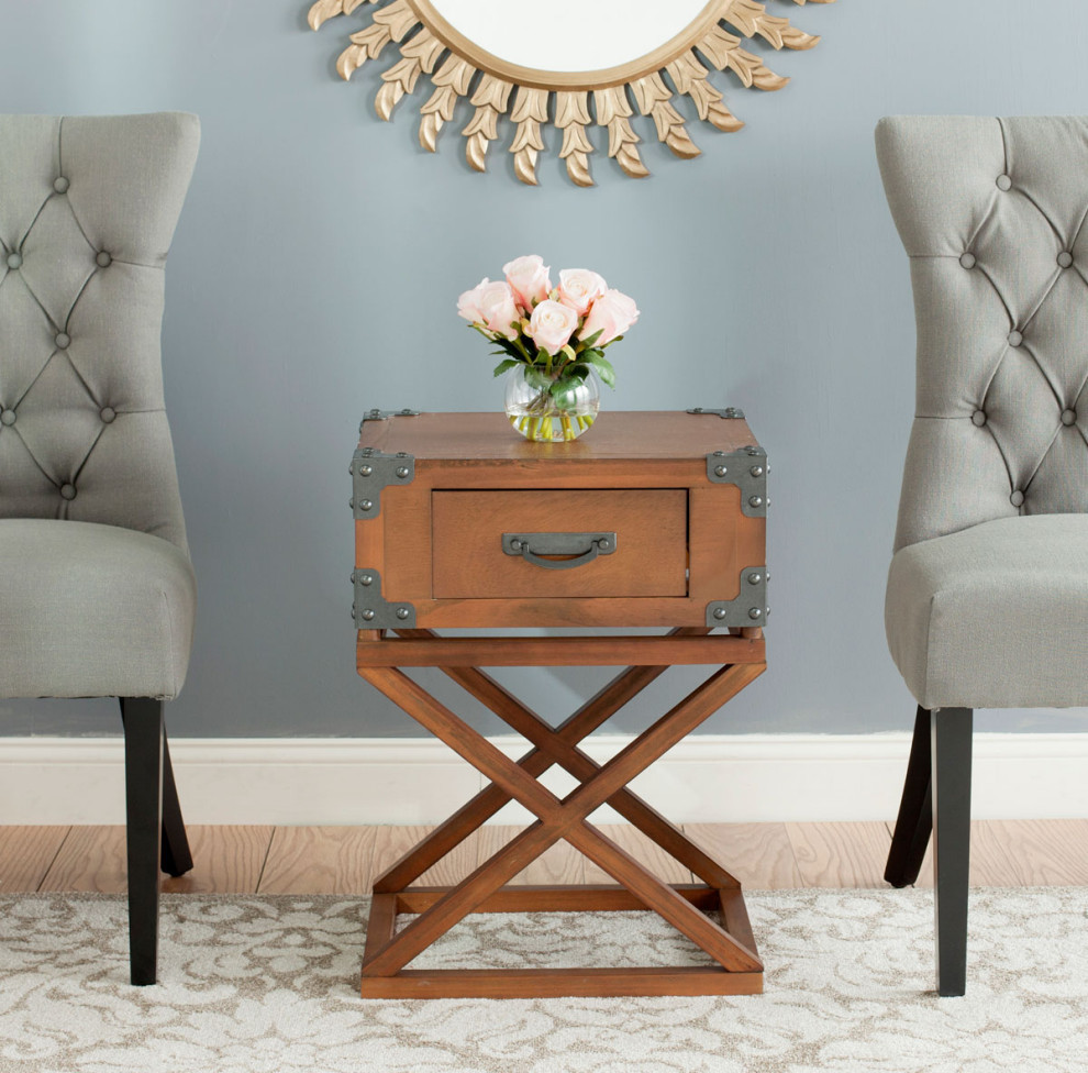 Mullins Accent Table With Storage Drawer Brown   Contemporary   Side Tables And End Tables   by AED Luxury Home Decor  Houzz