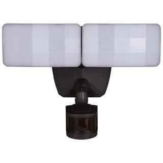 VAXCEL Zeta 2-Light Integrated LED Outdoor Motion Sensor Adjustable Security Flood Light Bronze T0619