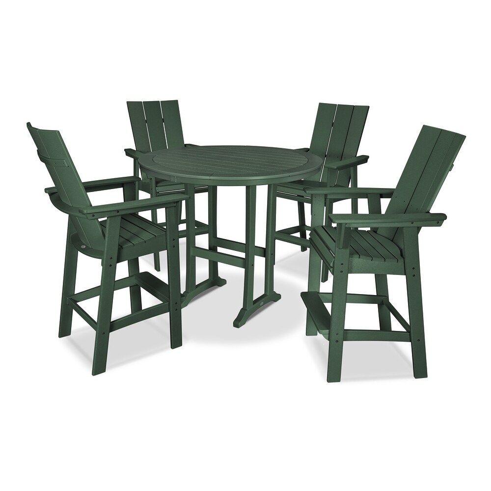 POLYWOOD Modern Adirondack 5 Piece Nautical Trestle Bar Set