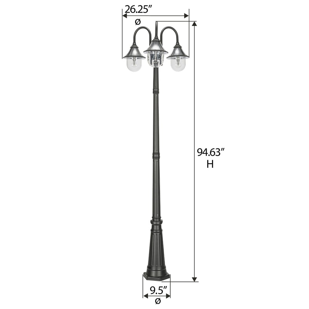 Orion Triple Head Lamp Post   Black   N/A