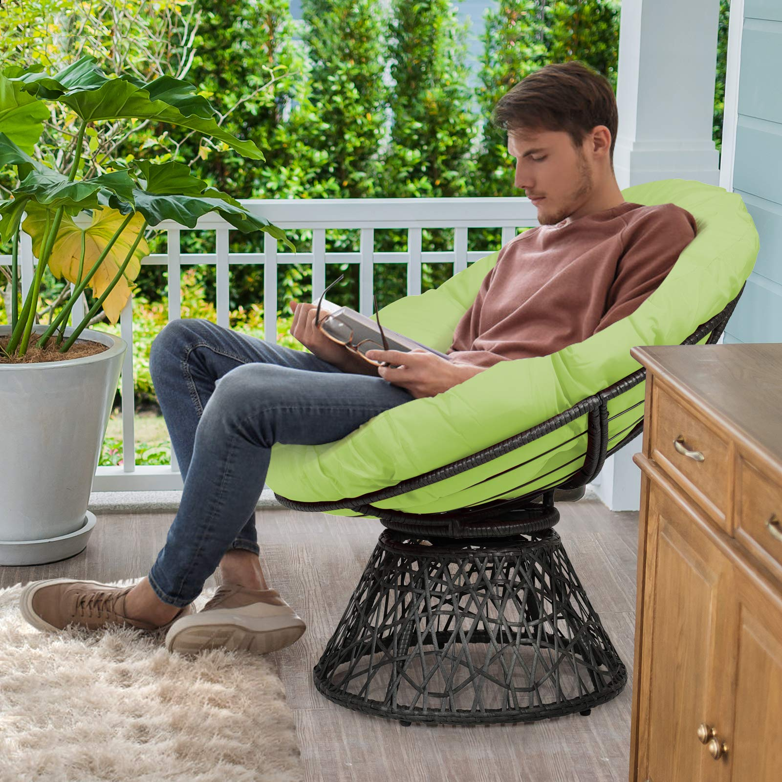 Giantex Rattan Round Papasan Chair