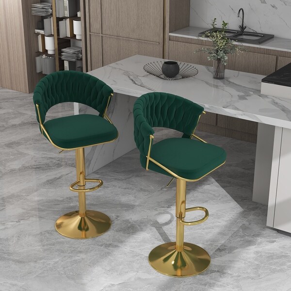 2 Set Modern Bar Stools with Velvet Seat