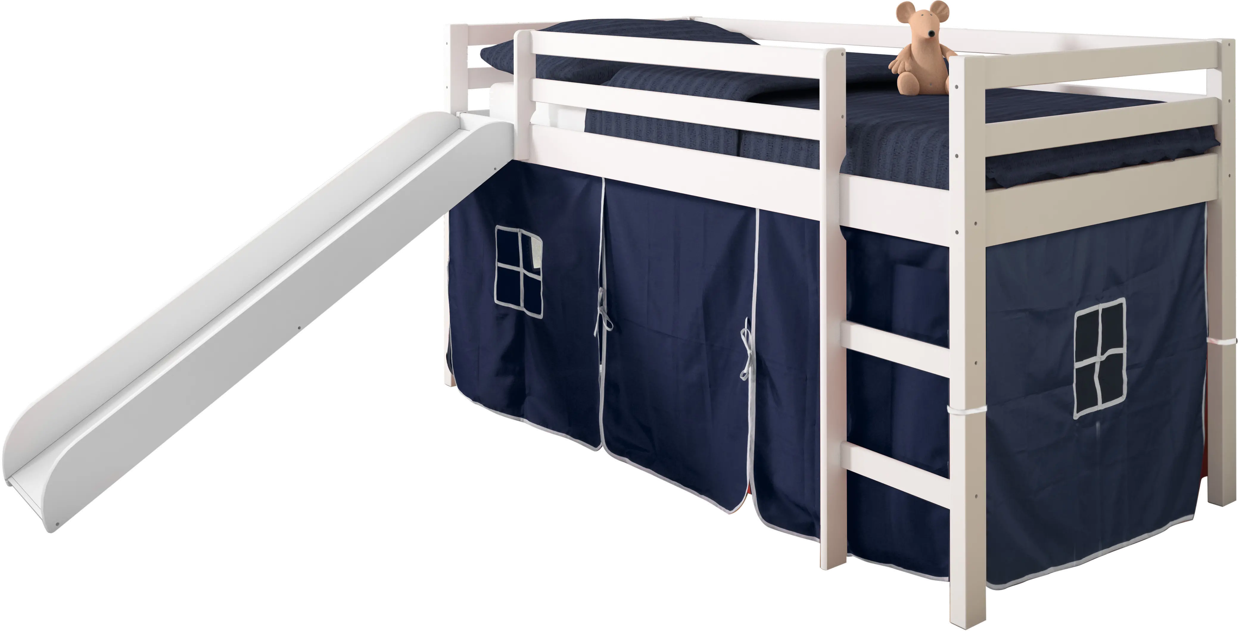 Haven White Twin Bed with Blue Tent