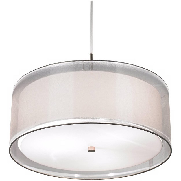 Wide Modern Organza Outer White Inner Shade 3 light Fixture For Dining Room Kitchen Island