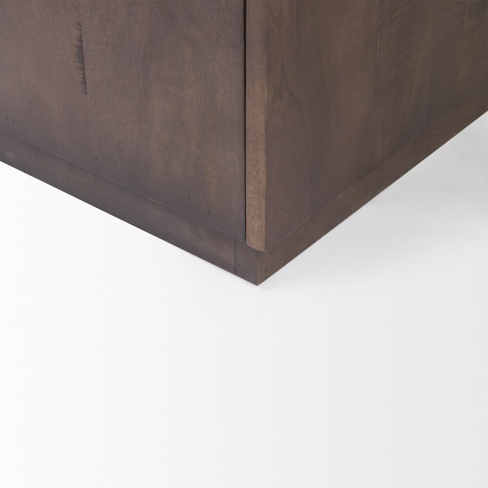 West Dark Brown Solid Wood w/ Angular Doors Sideboard   82\