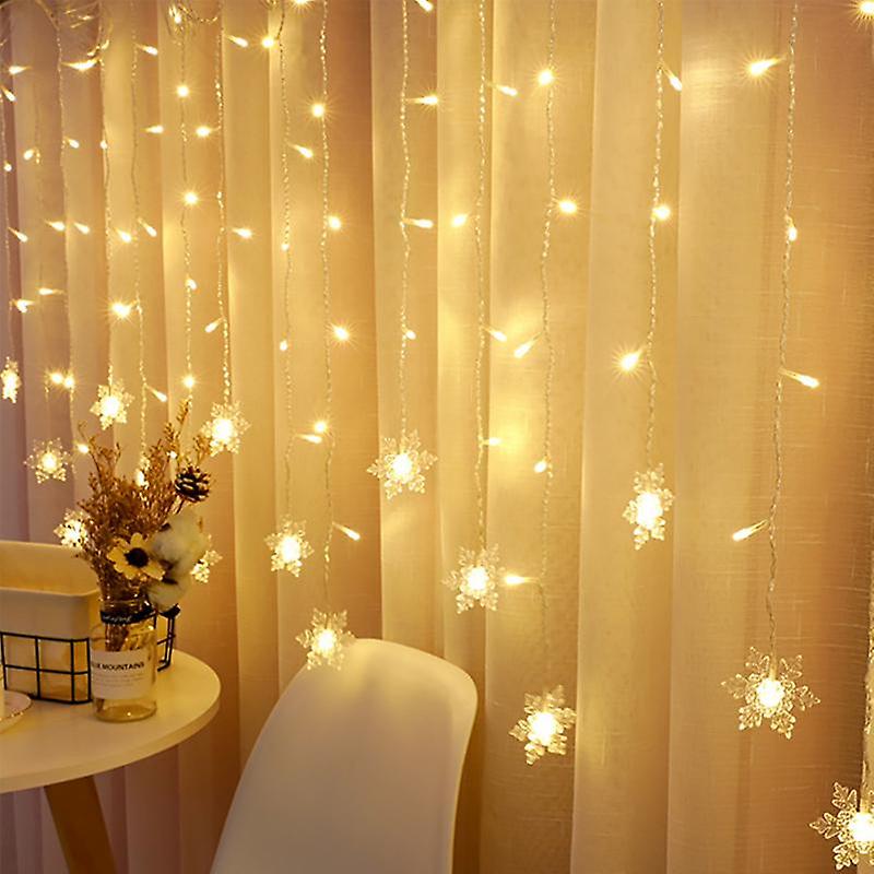 3.5m Christmas Light Led Snowflake Curtain Icicle Fairy String Lights Outdoor For Home Party Garden Yeardecoration 1pc