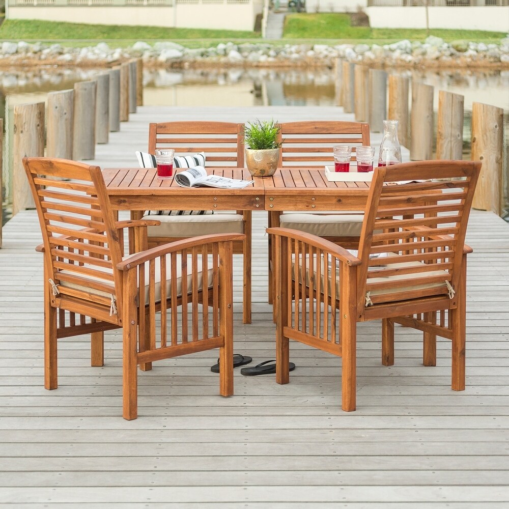 Middlebrook Surfside 5 piece Acacia Wood Outdoor Dining Set   60 x 34 x 30h