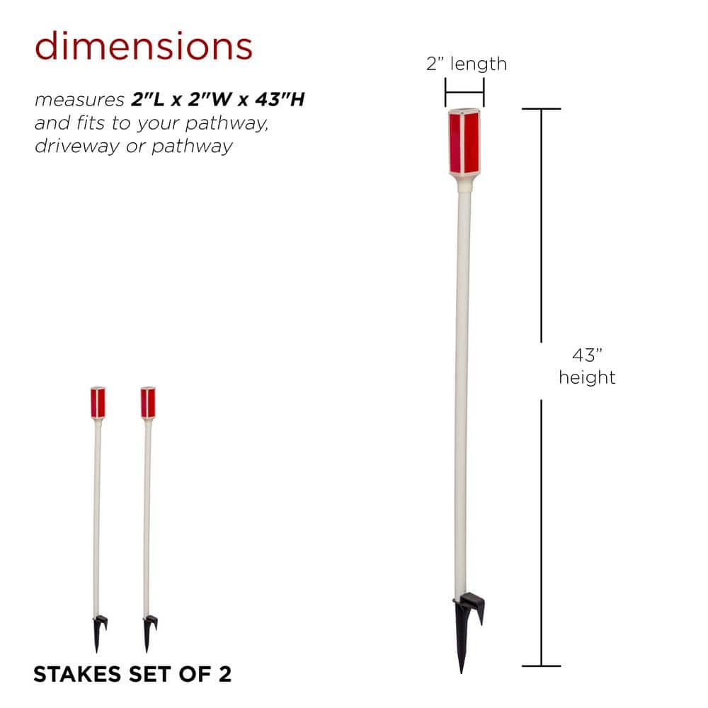 Alpine Corporation 43 in. Tall Outdoor Solar Powered Driveway Markers with Red LED Lights (Set of 2) SLC104SLR-RD-2