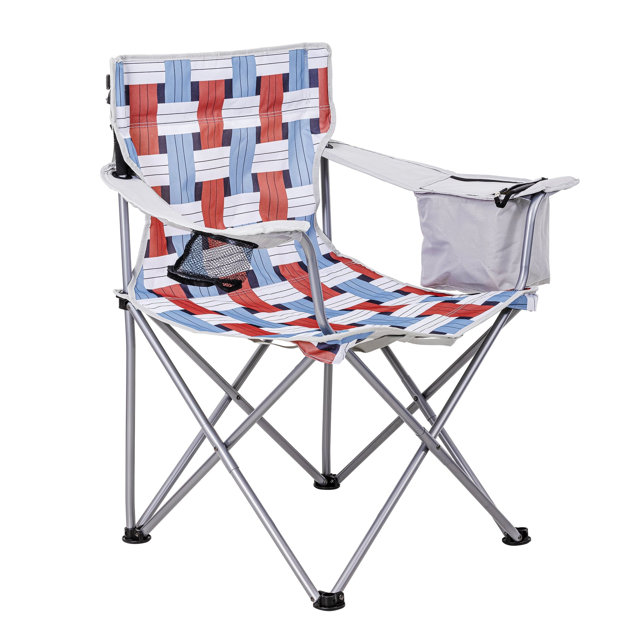 Ozark Trail Oversized Camp Chair, Adult, Retro Weave, Red, White, and Blue