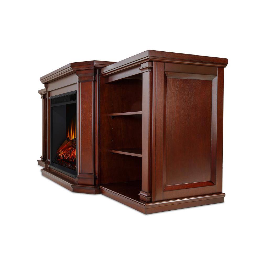 Real Flame Valmont 76 in. Media Console Electric Fireplace TV Stand in Dark Mahogany 7930E-DM