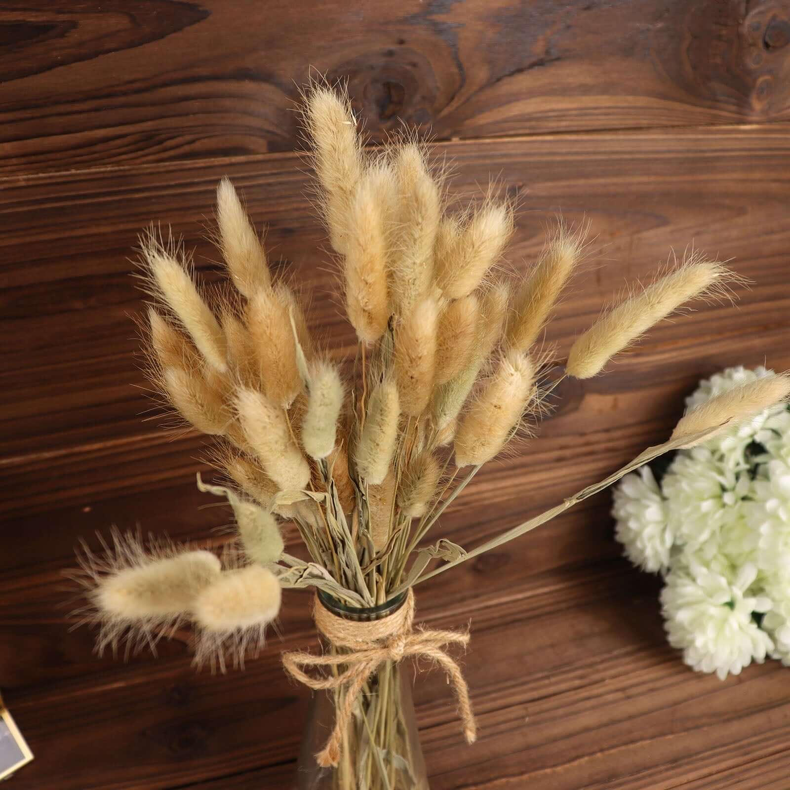 50 Pack Natural Rabbit Tail Dried Pampas Grass Flower Bouquets, Boho Stem Arrangements 15