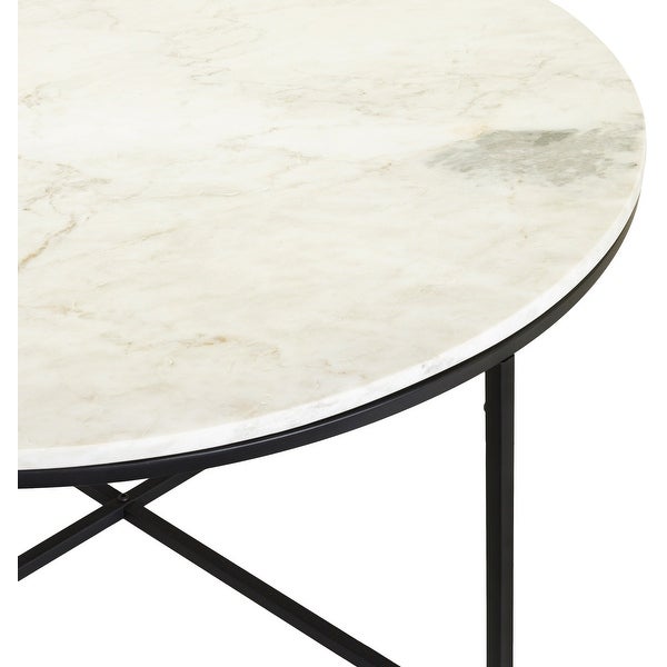 Nikkitae Round Marble Top and Metal Coffee Table - 16