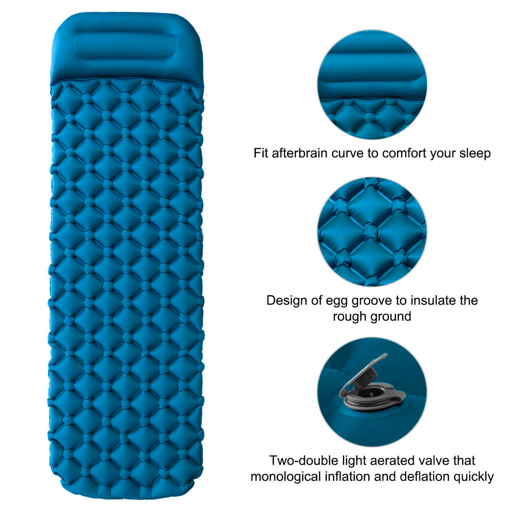 Camping Mat Inflatable Sleeping Pad Moistureproof Air Mattress Cushion Sofa Bed Outdoor Beach Mattress with Pillow