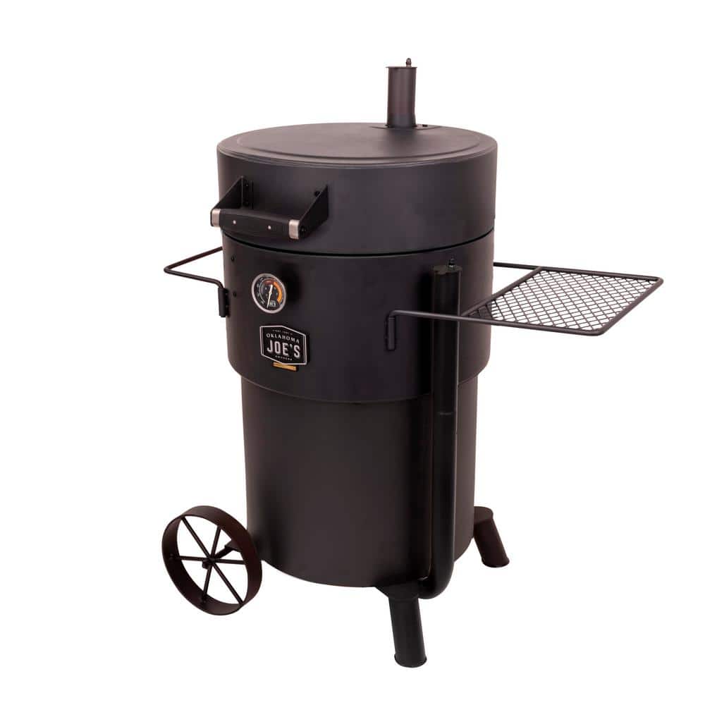 OKLAHOMA JOE'S Bronco Pro Charcoal Drum Smoker and Grill in Black with 366 sq. in. Cooking Space 19202099