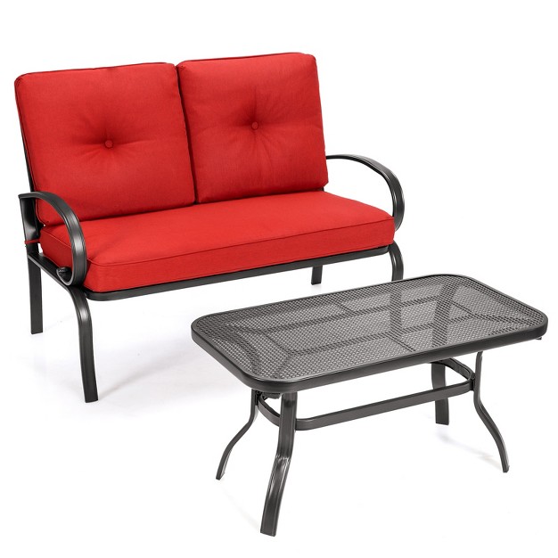 Tangkula Loveseat Table Set Furniture Outdoor Garden