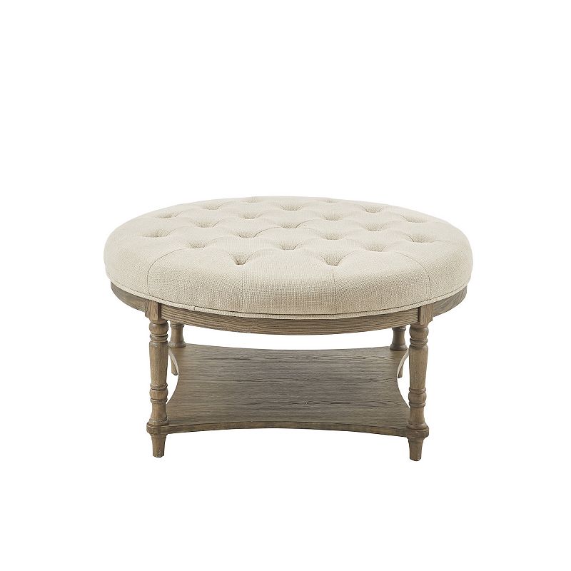 Martha Stewart Cedric Button Tufted Upholstered Ottoman