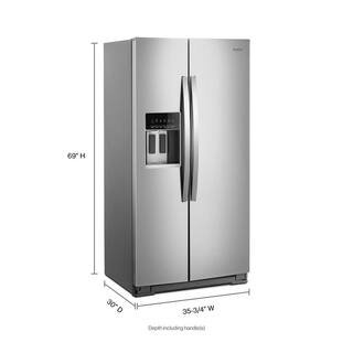 Whirlpool 36 in. 19.8 cu. ft. Side by Side Refrigerator in Fingerprint Resistant Stainless Steel Counter Depth WRS970CIHZ