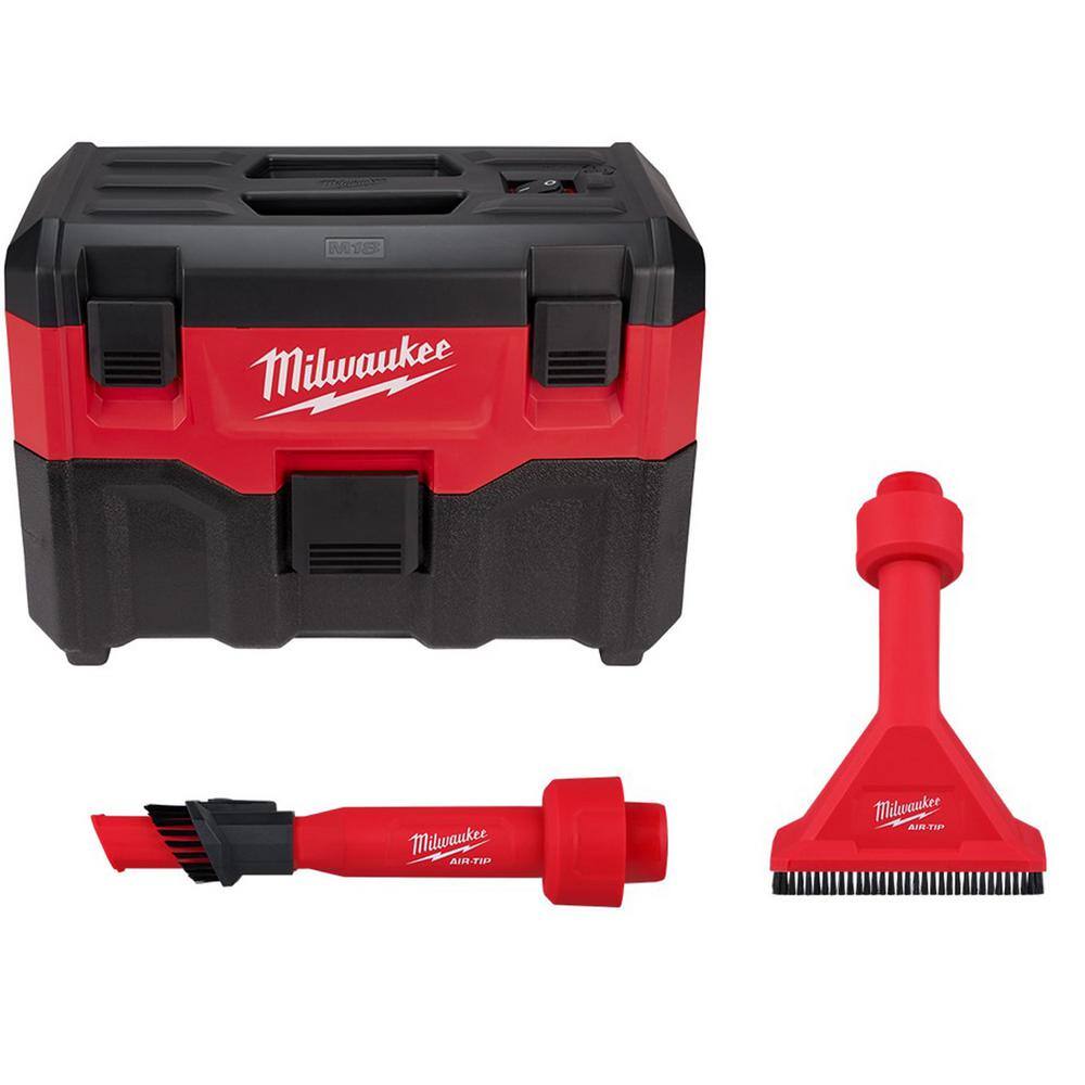 MW M18 18-Volt 2 Gal. Lithium-Ion Cordless WetDry Vacuum with AIR-TIP 1-14 in. - 2-12 in. (2-Piece) Brush and Nozzle Kit 0880-20-49-90-2028-49-90-2038