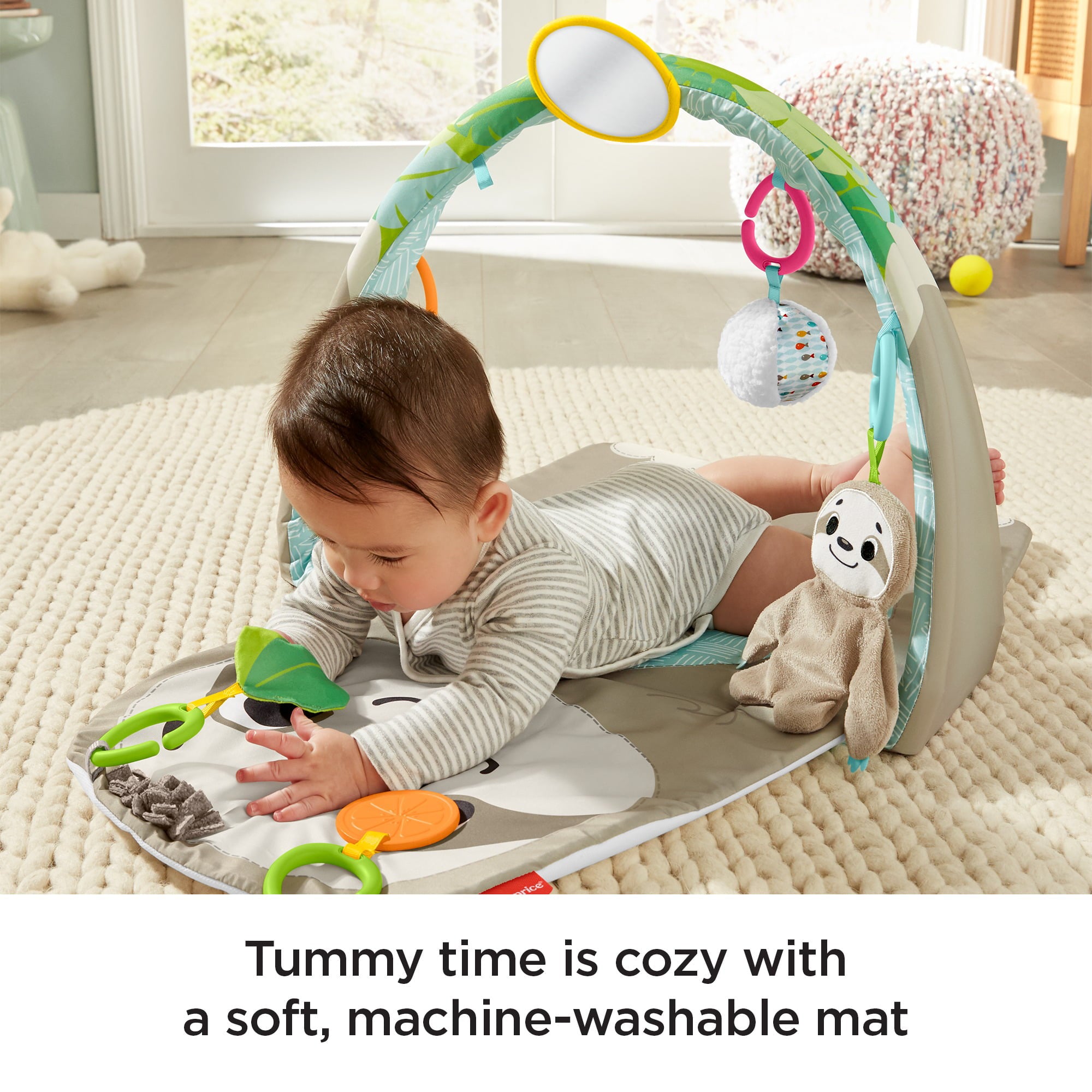 Fisher-Price Ready To Hang Sensory Sloth Baby Gym with 6 Moveable Toys for Newborns