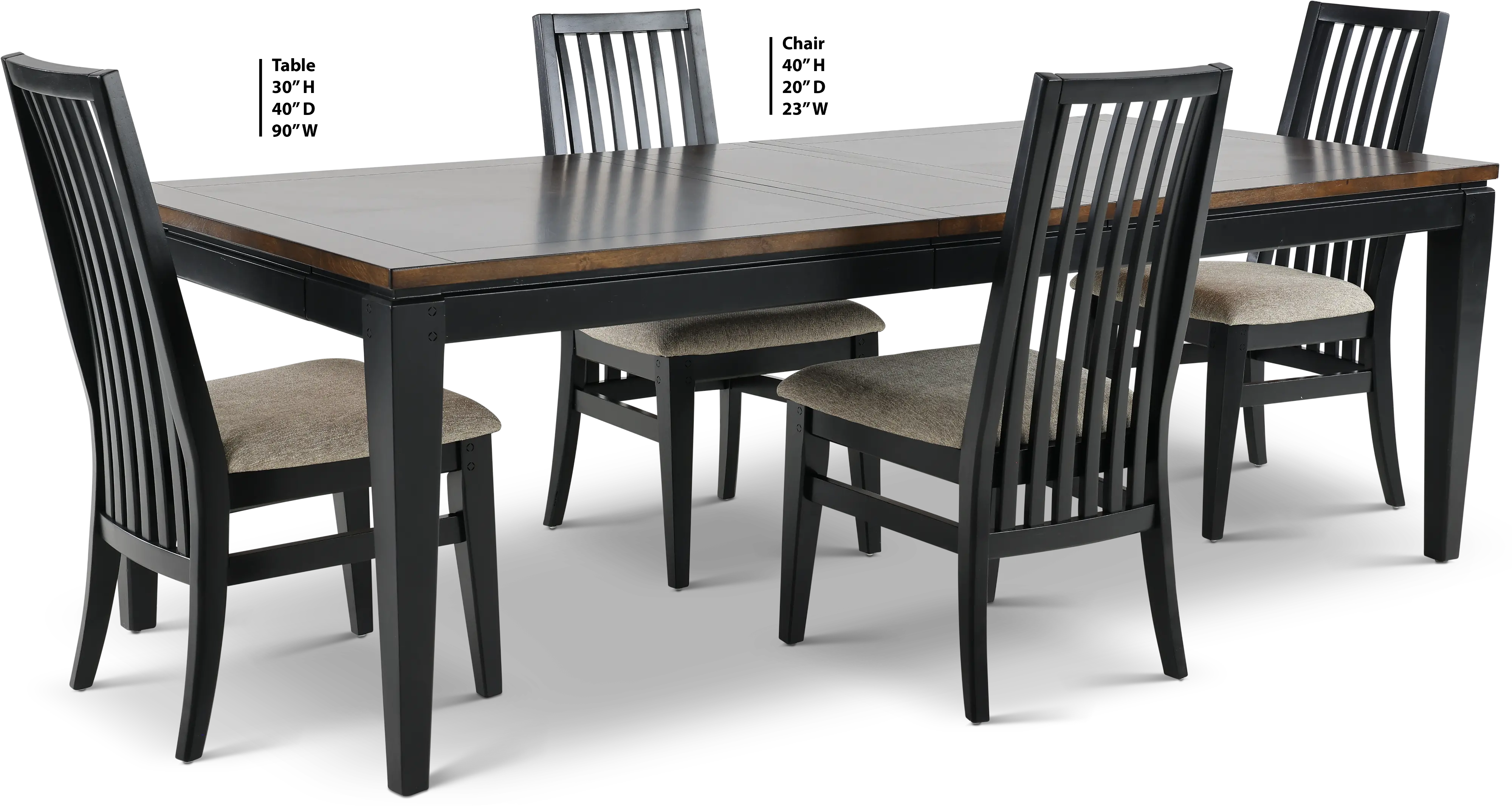 Lakeside Black 5 Piece Dining Room Set