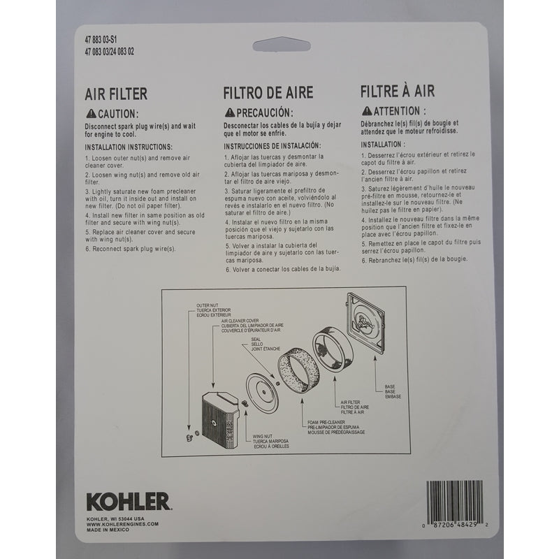 FILTER AIR KOHLER