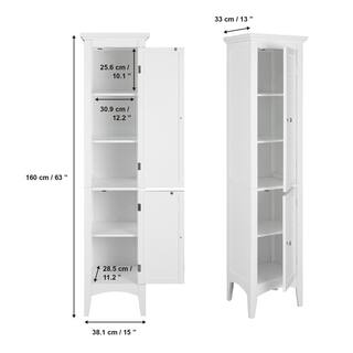 Teamson Home Simon 15 in. W x 63 in. H x 13-14 in. D Bathroom Linen Storage Floor Cabinet with 2-Shutter Doors in White HDT588