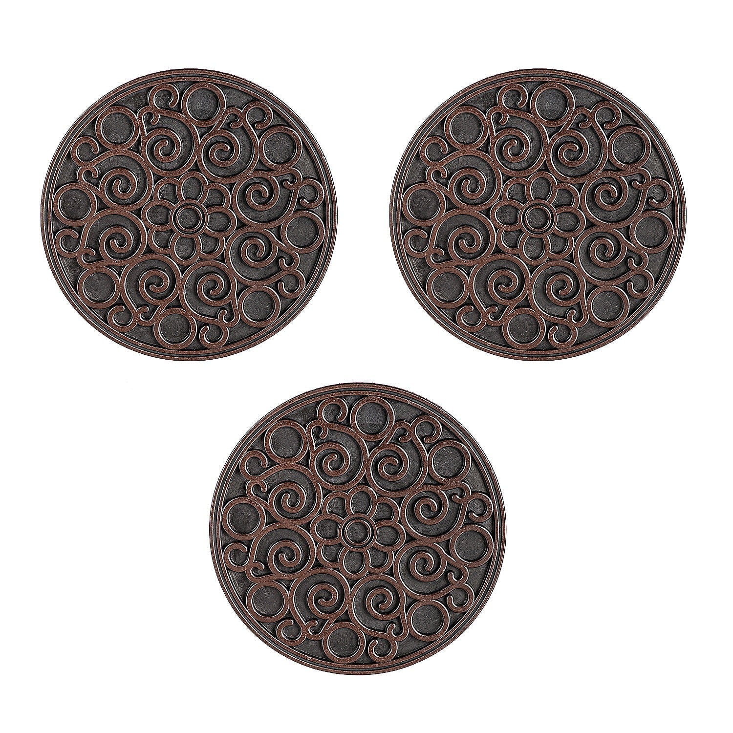 Evergreen Recycled Rubber Stepping Stones, Set of 3 - Copper Flower Swirl