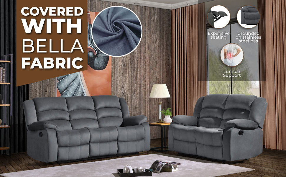 Callan Contemporary Microfiber Recliner 2 Piece Set   Transitional   Living Room Furniture Sets   by Luxuriant Furniture  Houzz