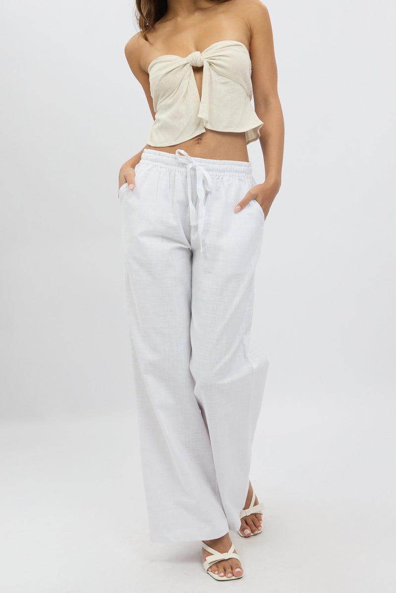 White Wide Leg Pants Elasticated